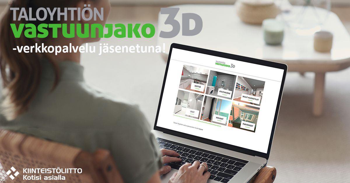 Taloyhtiön vastuunjako 3D -verkkopalvelu nyt maksutta jäsenten käytössä